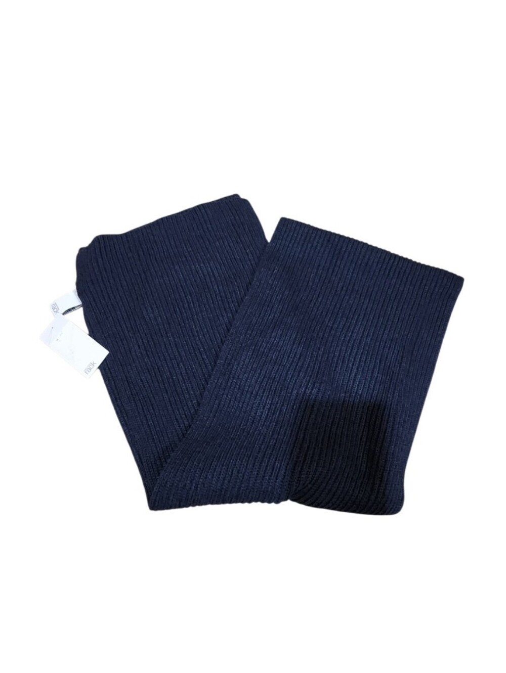 NORDSTROM RACK NWT Unisex Navy Blue Ribbed Knit Scarf Classic Winter - Picture 2 of 4